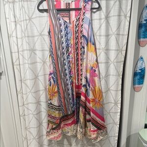Johnny Was XS Pink and Black Striped Boho Dress